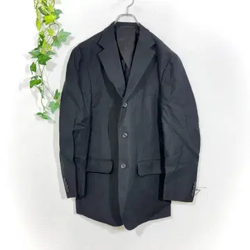 유니클로 린넨 블렌드 테일러드 자켓(XL)백 오픈 3 버튼 블랙