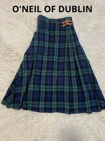 오닐 오브 더블린 타탄 스커트 종아리 기장 린넨 새상품급