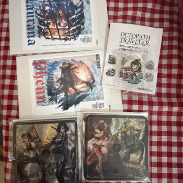 옥토패스 트래블러 굿즈 모음 5종 코스터 스티커 핀 배지