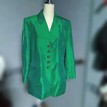 쇼와 레트로 그린 컬러 테일러드 자켓 코끼리 버튼 포함