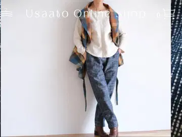 우사토 의류 팬츠 usaato 네이비 나염 초목 나염 바지 풀렝스 우사토