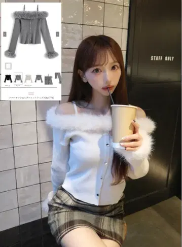 [택 포함 새상품] 퍼 오프숄더 니트탑 [tu1774]