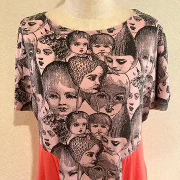 아차춤 후르츠 여자 쌍둥이 티셔츠 미니 원피스 핑크