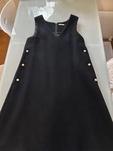 M 프리미어 니트 조젯 사이드 펄 버튼 오버롤 스커트 38