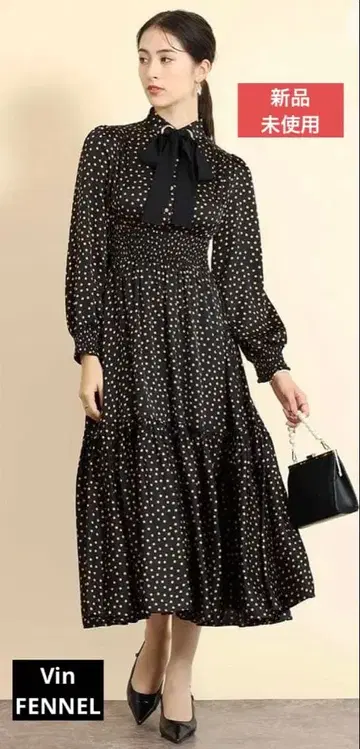 FENNEL 프론트 리본 도트 원피스