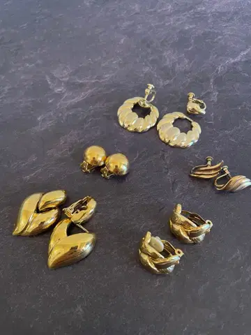 [ 빈티지 ] 쇼와 레트로 모던 레트로 골드 귀찌 5세트