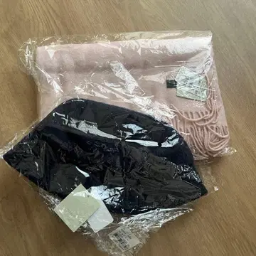 PECHINCHA 핑크 네이비 머플러 모자 세트 야마다야