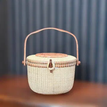 난타켓 바스켓 가시나무 오벌 퍼스 덮개 포함 바스켓