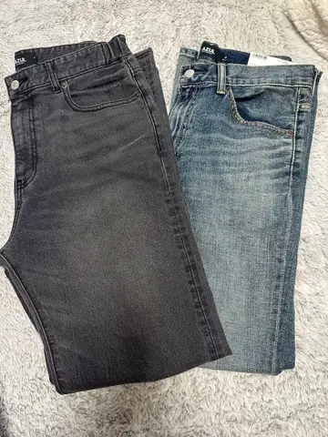 아줄바이마우지 스트레이트 데님 블랙 블루 2색 세트