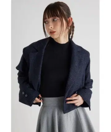 rienda 2WAY 숄더 트위드 숏 자켓