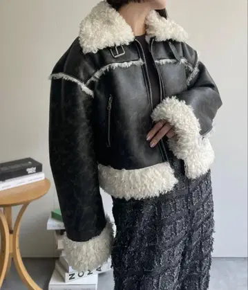 인조 가죽 보아 블루종