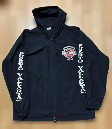 Harley-Davidson 후드티 풀 집업 블랙 레어 짧은 기장