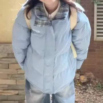 한국 다운 자켓 blue 위시코어 shein