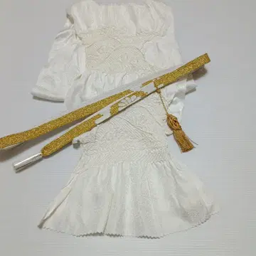 A4 오비 장식 천, 허리띠 세트 화이트 계열 금채