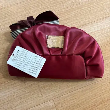 버건디 플리츠 파우치