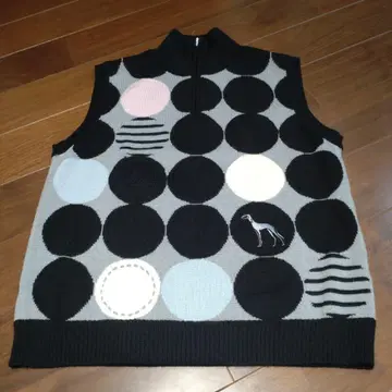 도트 무늬 하프 지퍼 베스트 여성용