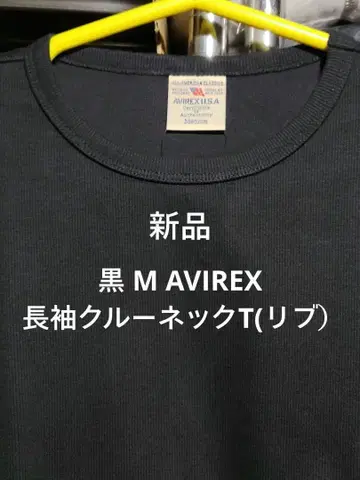 블랙 M AVIREX 783-5930009 긴팔 크루넥 T셔츠 (리브)