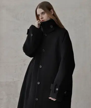 CLEL 울 블렌드 테크 멜톤 스텐카라 코트