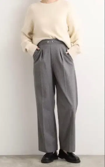 그로브 프론트 비트 칼제 와이드 팬츠 차콜 그레이