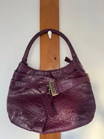 저스트 카발리 퍼플 가죽 숄더백