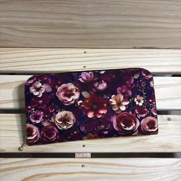 핸드메이드 장지갑 [ 꽃무늬 ] 입체 [ 버건디 ]