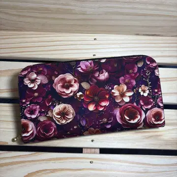 핸드메이드 장지갑 [ 꽃무늬 ] 입체 [ 버건디 ]