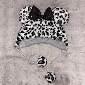 레오파드 무늬 미키풍 모자