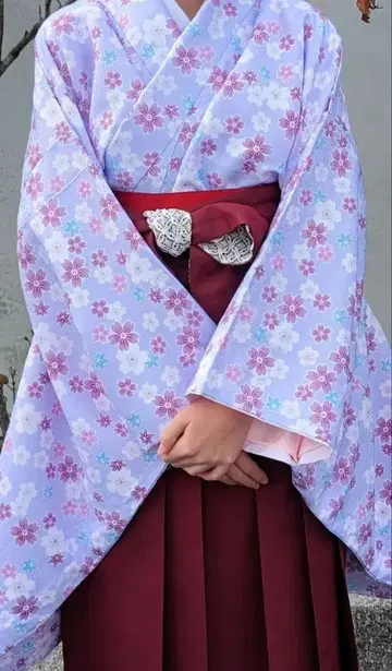 하카마 3세트 벚꽃 패턴 연보라