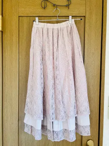 Millebonheur 밀보누르 레이스 스커트 더스티 핑크