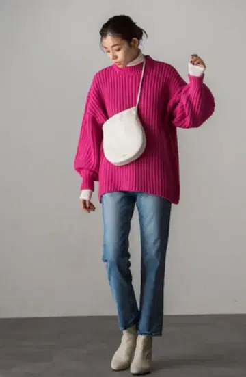 HASHIBAMI 개더입힌 화이트 숄더백