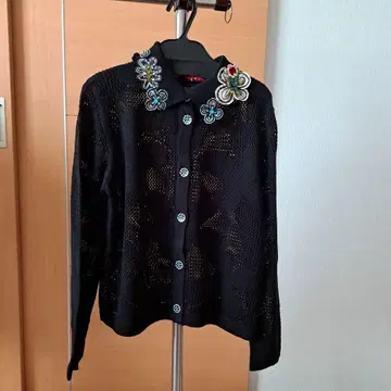 알베로베로 택 포함 새상품 올레보 브라 꽃무늬 자수 블랙 가디건