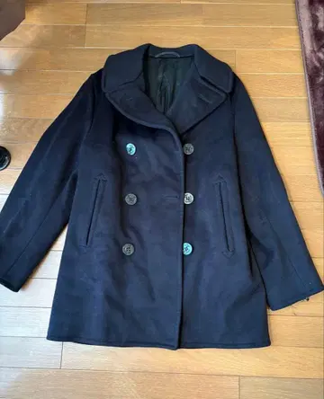 더블 브레스트 KERSEY 울 피코트 앵커 버튼