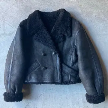 90s 무스탕 자켓 블랙 M 짧은 기장 vintage