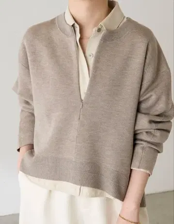 콜라주 개럴개런트 지퍼 맨투맨 니트