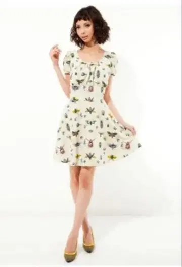 페이데페 pays des fees 벌레 패턴 플레어 원피스