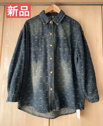 [ 새상품 ] 데님 셔츠 ( 리본 무늬 ) MAUA