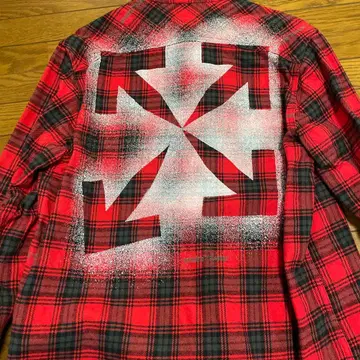 플란넬 셔츠 레드 블랙 체크 백 프린트