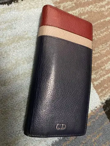 CD 트리콜로르 가죽 장지갑