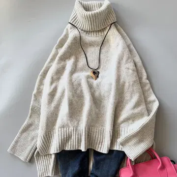 개럴개런트 캐시미어 혼방 울 터틀 니트 아이보리 루즈핏