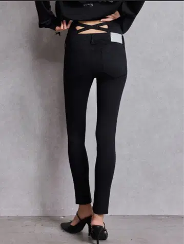 GYDA 하이웨스트 허리 크로스 스키니 데님 팬츠 L 사이즈