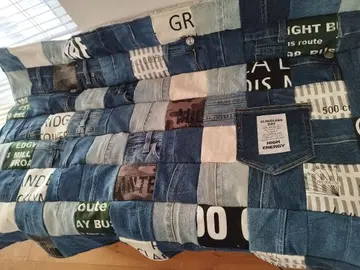 No.1319 핸드메이드 담요 데님 리메이크 패치워크