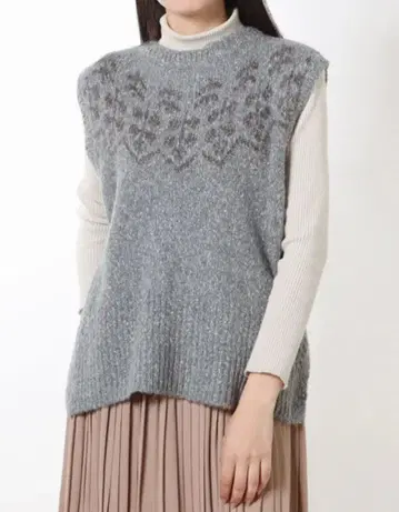 사만사 모스모스 자카드 니트 베스트 그레이