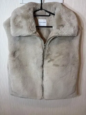 human woman 인조 모피 코쿤 베스트 (베이지)