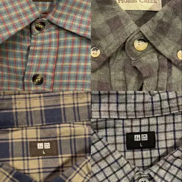 플란넬 셔츠, 체크 셔츠 4점 묶음 판매