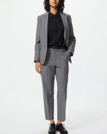 테이퍼드 팬츠 수트 팬츠 그레이 S
