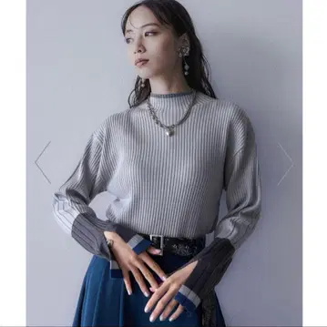 택 포함 새상품 HARE 하이 숄더 립 타이트 니트 풀오버