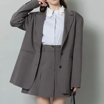 더블 허리턱 미니스커트 (그레이)