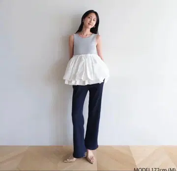 헴컷 RIB 스트레이트 팬츠 M 사이즈 네이비 searoomlynn