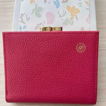황궁 지갑 로즈 핑크 천연 가죽 접이식 지갑 가마구치