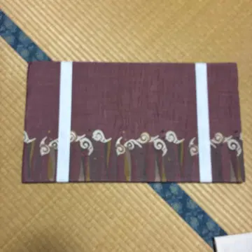 보라색 꽃무늬 실크 오비 M 사이즈